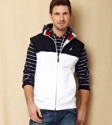 Lighten up your layered look this spring with this full-zip sleeveless sweatshirt from Nautica.