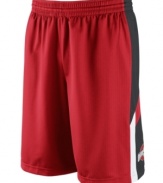 Get your game on while supporting your favorite NCAA team with these Ohio State Buckeyes basketball shorts featuring Dri-Fit technology from Nike.