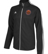 Take your best shot and support your favorite NBA basketball team with this New York Knicks jacket from adidas.