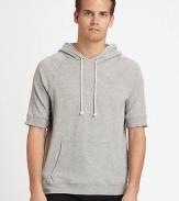 Sporty, hooded pullover perfect for casual weekend wear, in finely blended cotton knit for added warmth and comfort.Attached drawstring hoodFront kangaroo pockets95% cotton/5% polyurethaneMachine washImported