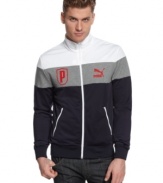 Sleek & sporty gets a stylish update for on-the-street wear. This track jacket from Puma will be your everyday layer.