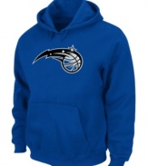 Keep warm in this solid hoodie featuring the Orlando Magic by Majestic.