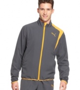 Pull of a solid performance with this stylish and comfortable track jacket from Puma.