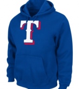 Start the wave! Get the excitement of baseball season rolling with this MLB Texas Rangers hoodie from Majestic.