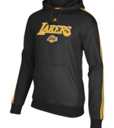 Take your shot at being a super fan in this comfortable Los Angeles Lakers NBA fleece hoodie from adidas.