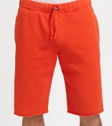 Ultra comfortable, super soft fleece construction and drawstring waist define these bold pigmented shorts.Drawstring waistDual seam pocketsBack patch pocketFrayed cuffsAbout 10 from waist to hemCotton/polyesterMachine washImportedThis style runs true to size. We recommend ordering your usual size for a standard fit. 