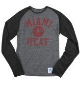 Rush the court! Be a part of the team victory with this Miami Heat NBA raglan shirt from adidas.