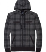 Not your dad's plaid. This hoodie with plaid print is from American Rag is all about hip edge, not fraternity pledge.