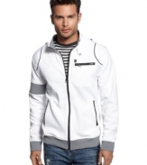 Hit the ground running with this tech savvy track jacket from Marc Ecko Cut & Sew Jacket.