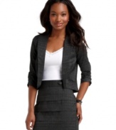 Textured print meets chic, minimalist detail on this blazer from Rampage -- the perfect work week layer!