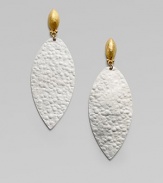 From the Willow Collection. Teardrops of hammered sterling silver are accented with 24k yellow gold.Sterling silver 24k gold Length, about 2 Post back Imported