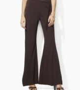 Lauren by Ralph Lauren's figure flattering wide-leg pant is crafted from slinky matte jersey and finished with a self-tie skinny belt for a timeless look that is as comfortable as it is classic.