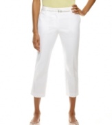 Get a smooth, flattering look in these cropped capri pants from Charter Club. The interior tummy panel provides a slimming fit you'll love!