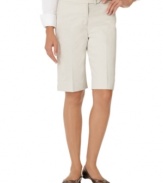The long twill walking shorts dress up with a crisp classic shirt and polished loafers, by Jones New York Signature.