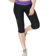 Make your workout a little easier with these clever capris from Nike.  Dri-FIT technology wicks moisture, a small storage pocket keeps your items safe and a reflective detail at the leg lends visibility.