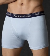 Classic boxer briefs in a convenient three-pack set are constructed to offer the ultimate in shape and support in soft cotton jersey.