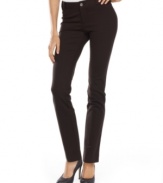 Petite knit pants get a modern makeover from INC, complete with a skinny silhouette and denim-inspired styling.