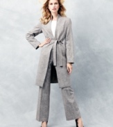 Calvin Klein's streamlined trousers get an autumnal makeover with textured tweed fabric. Pair them with the coordinating jacket or try them with your favorite fall sweaters.