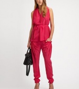 Inspired from the runway, these whisper-weight pants with ruched ruffle-trim pockets are a prime example of this season's sports-luxe trend. Button closureZip flyRuffle-trim pocketsRise, about 11Inseam, about 33CuproHand washMade in ItalySIZE & FITModel shown is 5'10 (177cm) wearing US size 4. 