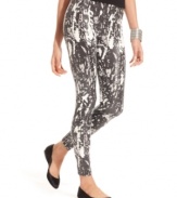 Go wild with INC's snakeskin-printed leggings! The abstract pattern makes them perfect for pairing with colorful tunics.