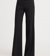 THE LOOKWide waistband with belt loopsFlat-front styleFront zipperWide-leg silhouetteTHE FITRise, about 9Inseam, about 35THE MATERIAL96% virgin wool/4% elastaneCARE & ORIGINDry cleanImported