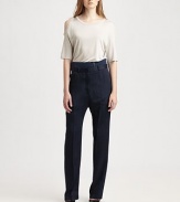 Timelessly tailored pants with a detachable elastic waistband, single back besom pocket and front-to-back pleating. Detachable elastic waistbandButton closureZip flySingle back besom pocketRise, about 13½Inseam, about 3055% wool/45% viscoseDry cleanImportedModel shown is 5'10 (177cm) wearing US size 4.