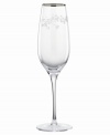 A vision of contemporary elegance from kate spade, this crystal flute is shaped by soft, fluid lines and etched stems of leafy foliage. Finished with a polished platinum rim.