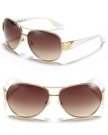 Sleek and stylish aviators in a classic silhouette with a double bridge design and clear arms.