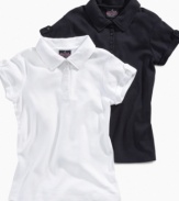 Build a beautiful look. She can inform her basic style with these simple uniform polo shirts from Nautica.