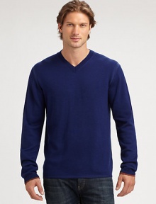 A versatile layering option is essential to the wardrobe of every well-dressed gentleman, shaped in fine merino wool.V-neckRibbed knit collar, cuffs and hemMerino woolMachine washImported A versatile layering option is essential to the wardrobe of every well-dressed gentleman, shaped in fine merino wool.V-neckRibbed knit collar, cuffs and hemMerino woolMachine washImported