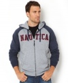 Look good in your hood with this full-zip hoodie from Nautica.