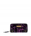 Inject an eye-catching edge into your statement accessories collection with Juicy Coutures bright purple leopard print zip-around wallet - Metal logo plaque, zippered back pocket, inside zippered coin pocket, bill and credit card slots - Stash away in oversized totes or carry alone for running quick errands