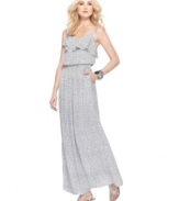 Perfect for day-to-night spring style, this BCBGeneration maxi dress features graphic zigzag stripes contrasted with a ruffle overlay and flowy fabric!