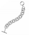 Simply sparkling. From the Essentials Collection, T Tahari's lovely link bracelet is embellished with a glittering crystal toggle closure. Set in silver tone mixed metal, it's nickel-free and appropriate for sensitive skin. Approximate length: 8 inches.