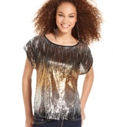 Metallic reign: multi-tonal sequins supply luxe style to a top that makes every day a fiesta! From Almost Famous.