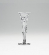 An exquisite crystal piece detailed with delicate hand engraving on classic trumpet shape. Available in 6 and 8 high. Handmade Imported