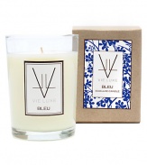 Inspired by a commitment to the environment: it's a luxury candle line with a conscience. A lush blend of natural soy wax and fragrance oils, each Eco-Luxe candle is finished with a cotton wick to produce a clean-burning, long-lasting, exquisitely fragrant candle. All components of the Eco-Luxe Collection are recycled, recyclable and/or biodegradable. BLEU contains fresh notes of Citron, Neroli, and Lily of the Valley. 6.5 oz. Burn time 45+ hours. 