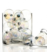 Simply beautiful, these Kurt Adler ball ornaments extend eye-catching elegance to every bough with a subtle iridescence in clear glass.