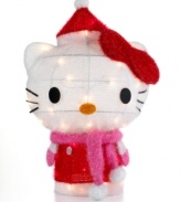 Hello Kitty is ready for some holiday fun! Wearing a Santa hat in addition to her bow, she radiates cheer in this adorable decoration for indoors and out. From Kurt Adler.