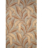 The Promenade Leaf area rug infuses contemporary leaf graphics with rich color, creating subtle, exotic appeal for the modern home. Neutral and cool tones make this pattern accessible to any room décor and its hand-tufted detailing makes it durable enough to withstand heavy traffic, indoors or out.