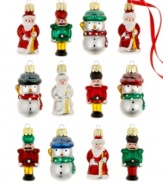 Small in stature, big on spirit, the Petite Treasures ornament set from Kurt Adler mixes Santas, nutcrackers and snowmen bursting with bright color and sparkling personality.