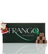 Santa Claus is coming to town... and he's bringing this festive box of delicious Frango mint chocolate, topped with a jolly Santa ornament by Kurt Adler. These melt-in-your-mouth confections make a perfect gift for all the nice boys and girls on your list.
