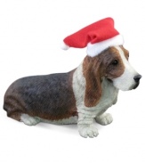 Bark up the right tree with a Christmas ornament for your dog – or a fellow animal lover! A lovable basset hound waits patiently for treats, wearing a festive hat. From Sandicast.