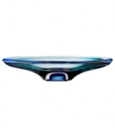 An elegant fluidity in shades of the sea gives this Vision dish from Kosta Boda an ethereal quality that's truly mesmerizing. Royal and azure blues deepen and fade in heavy art glass with an elongated shape and endless allure.