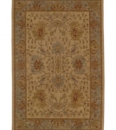 Brilliant old-fashioned floral motifs and vintage-inspired tones are intricately rendered here in the Bellingham area rug from Karastan. Made of rich New Zealand wool for durable composition and ultimate softness.