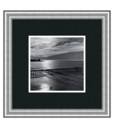 The original Scripps Pier intersects the San Diego coastline under an enormous sky. In timeless black and white. Photographed by Ansel Adams to commemorate the University of California's centennial anniversary in 1968. With a burnished silver frame.