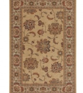 A naturalistic bordered motif teeming with warm earth tones imparts a decidedly elegant allure. Beautifully detailed, this sumptuously soft area rug from Karastan is woven from two-ply nylon pile, ensuring long-lasting wear even in high-traffic areas.