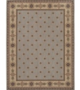 Elegant and refined, this distinctive collection is speckled with blossoms and bordered with vines in an understate palette of warm, neutral tones. Bearing the rich patina of premium-quality Opulon(tm) yarns, each rug boasts a densely woven and strikingly luxurious pile that's a pleasure to touch and admire. One-year warranty.