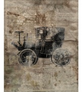 A perfect period piece for your wall by Leftbank. Hang this distressed print of a turn-of-the-century motorcar in the home office, hall way, or anywhere you want to create visual interest.
