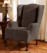 Snug, form-fitting slipcovers for hard-to-fit furniture. The Stretch Royal Diamond collection protects and restores worn-out wing chairs with rows of regal diamonds that bring a graceful flow to any living area.